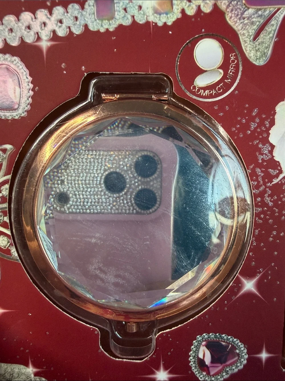 Badgley Mischka Pink and Brown Face Trio with Mirror